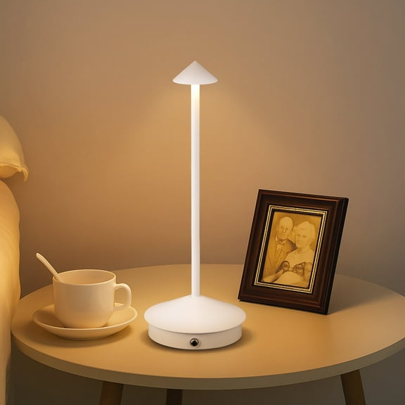 Coliware White Cordless Table Lamp, Rechargeable LED Lamp with Touch Control, Waterproof Portable Night Light with 3 Color Temperatures, Decoration Furniture for Home Outdoor