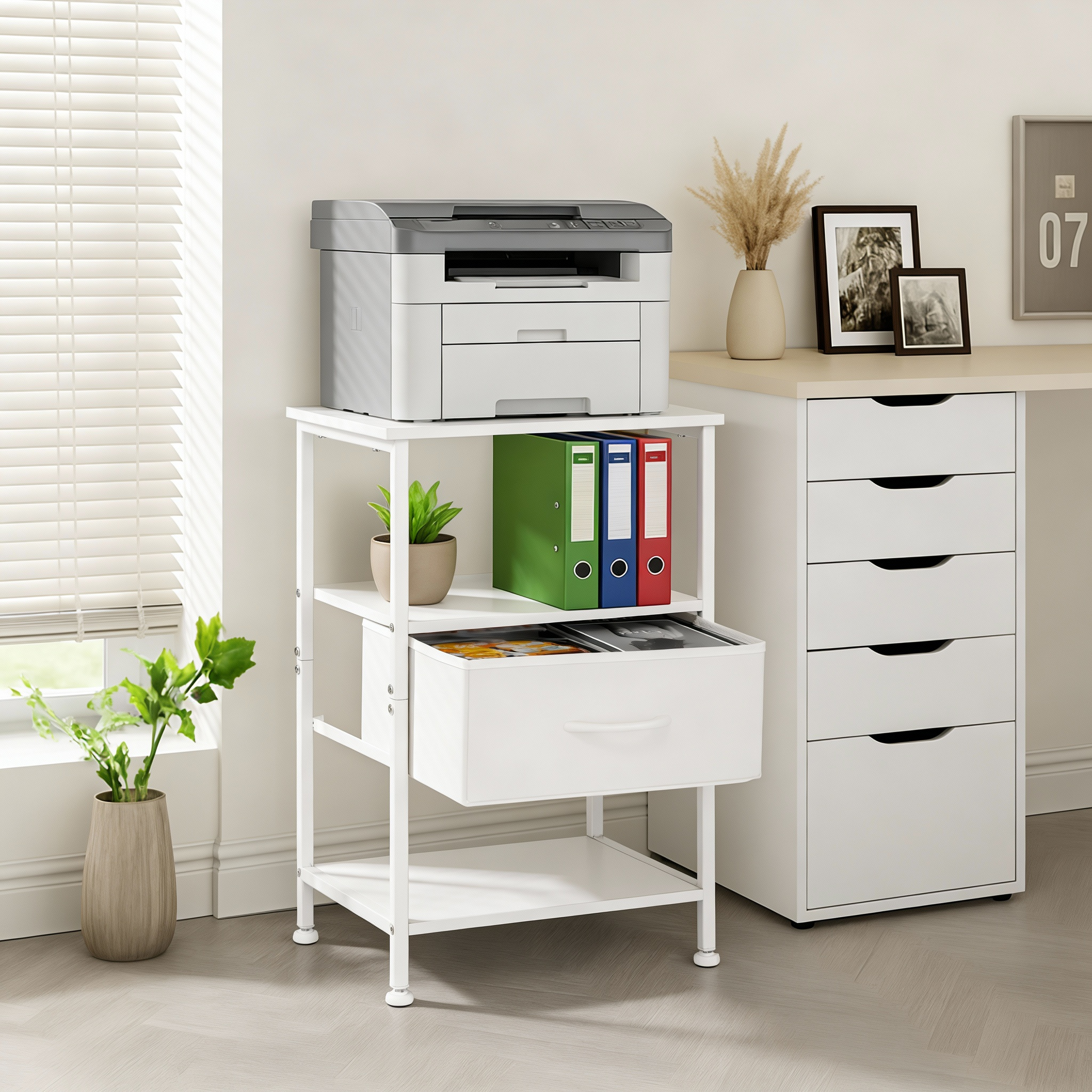 Coliware File Cabinet, Modern Wood Filing Organizer Table with Fabric ...