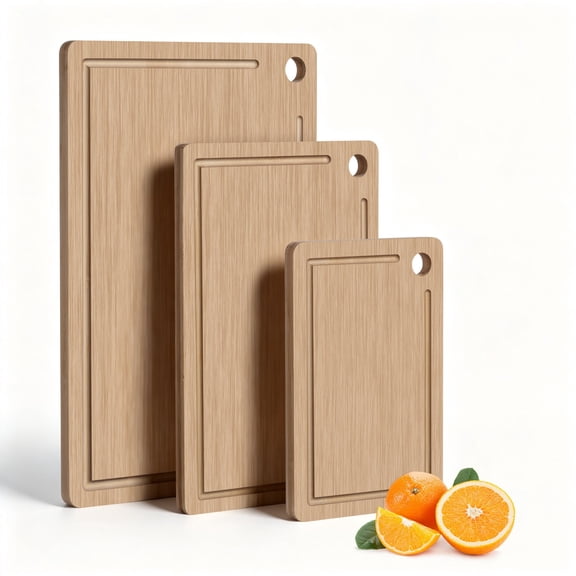 Coliware Wood Cutting Board Set of 3, Durable Chopping Board with Juice Grooves & Handles, Meal Prep Kitchen Gadgets for Cooks & Chefs, Charcuterie Board for Meat, Vegetables and Fruits - Wal