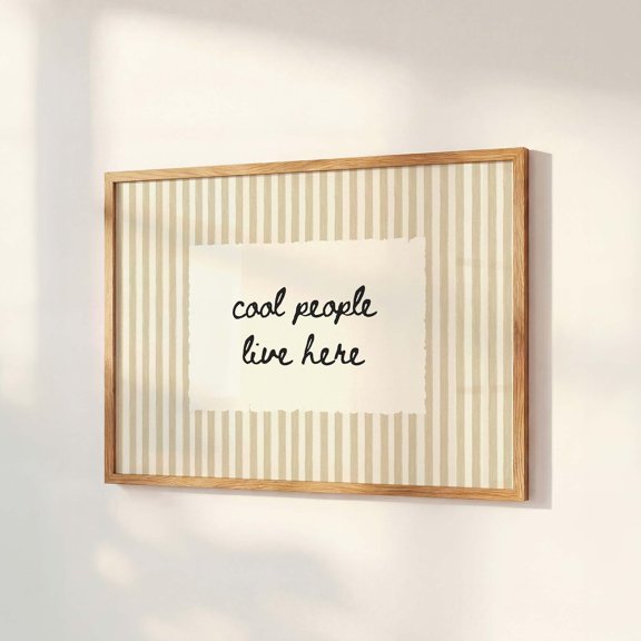 Coll People Live Here Home Neutral Quote Striped Homely Typography Modern Entryway Decor Physical, Unframed Poster
