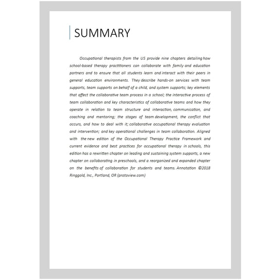 CollaboratIng for Student Success: A Guide for School-Based Occupational Therapy