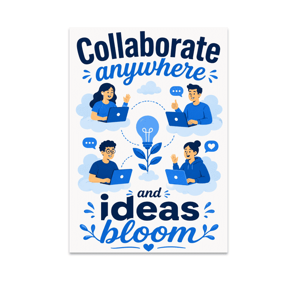 Collaborate Anywhere and Ideas Bloom - Tech Enthusiast - 13x19 Poster Print