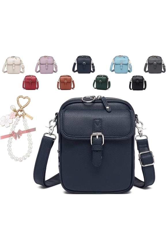 Collaboraten Crossbody Leather Bag, Purse Vintage Mini Messenger Bag, With 10 Card Slots and Anti-Theft Zipper
