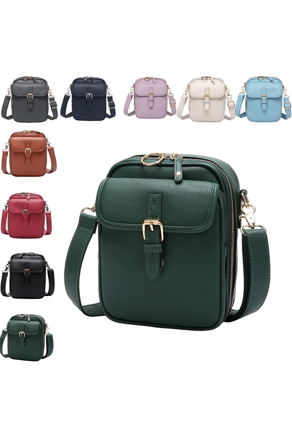 Collaboraten Crossbody Leather Bag for Women - Vintage Anti-Theft Large Capacity Purse with Built in Wallet, RFID Protection Crossbody Leather Bags for Women