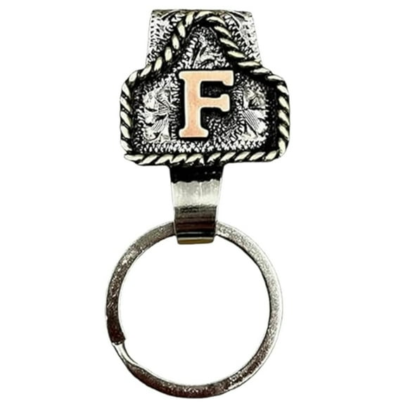 Collaboraten Vintage Letter Keychain, 26 Letters Western Cowboy Style Personality Clip Key Holder for Pants Pocket