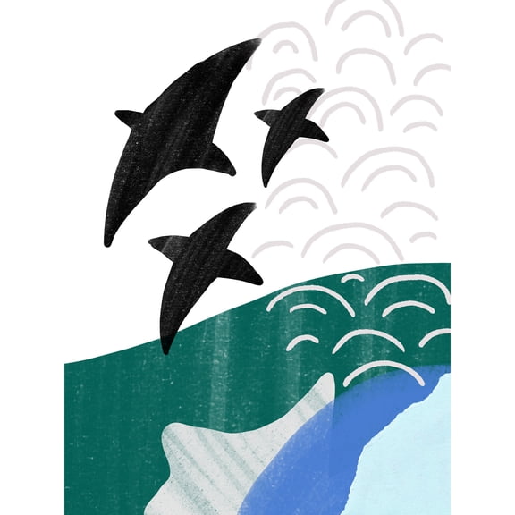 Collage Abstract Flying Fish Extra Large XL Wall Art Poster Print
