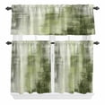thumbnail image 1 of Collage Art Curtain Valances Set Abstract Green Oil Painting Texture Retro Kitchen Curtains 36&nbsp;inch Length Rod Pocket Valance and Tiers 3 Piece Set Small Bedroom Bathroom Laundry Decor, 1 of 9