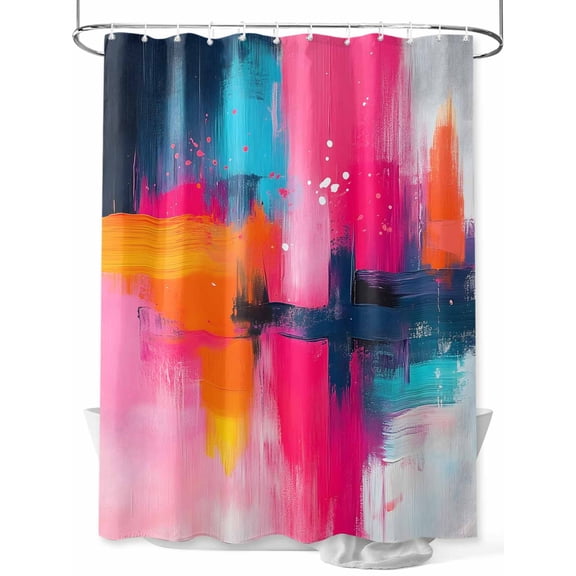 Collage Art Shower Curtain Set ，Waterproof Fabric Shower Curtains Pink Blue Modernism Color Block Collage Art Shower Curtains for Bathroom,Bathroom Decor 72"x72"