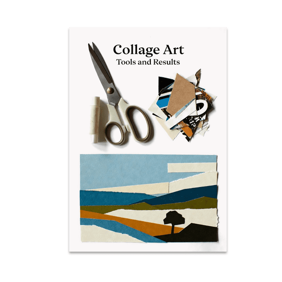 Collage Art Tools and Results Poster, Makers, Artists, and Learning Spaces, 13x19 Glossy Paper
