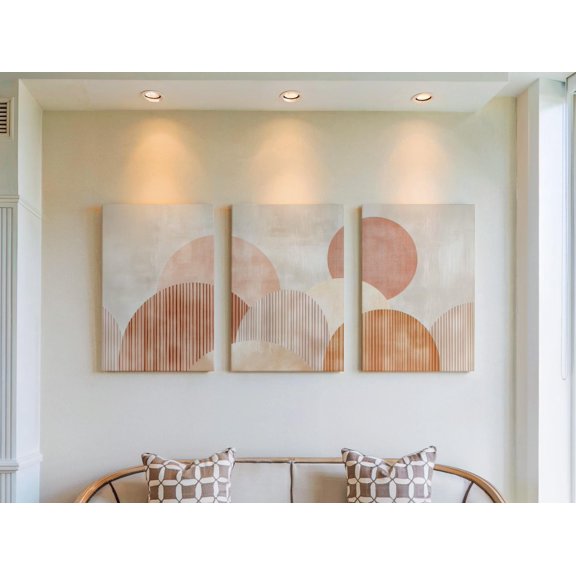 Collage Boho Geometric Triptych Warm Earth Tone Modern Neutral Gallery Set For Decorative Wall Art Poster, , Poster Only
