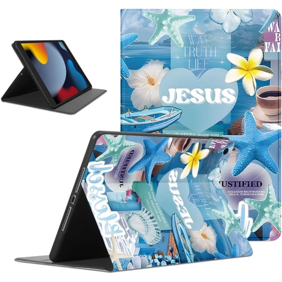 Collage Christian Jesus Tablet Case for Samsung Galaxy Tab S6 Lite 10.4 Inch,Flower Pattern for Women Men Teens Protective Cover Flip PU Leather Stand Funda