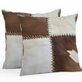 thumbnail image 1 of Collage Cowhide Outdoor Pillow Covers Pack of 2 Abstract Brown Seam Cow Leather Waterproof Throw Pillow Covers Decorative Cushion Cases for Patio Garden Tent Balcony Couch 18x18 inch, 1 of 8
