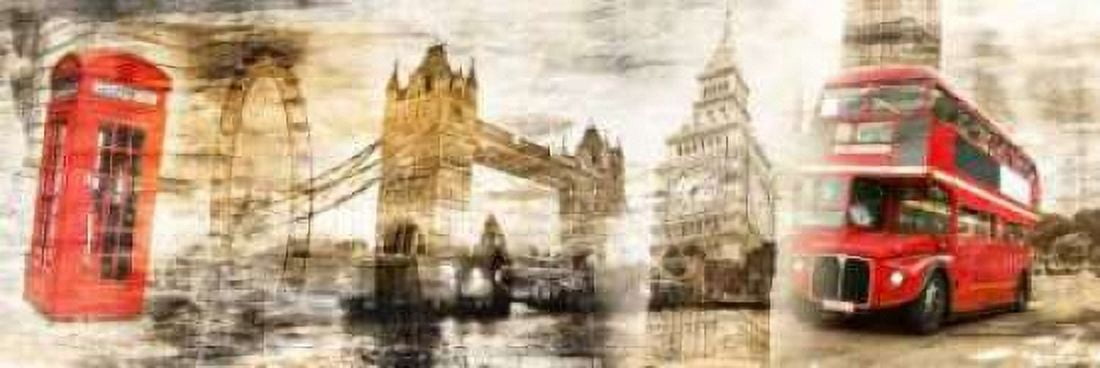 Collage London 01 Canvas Art - Adamsky (8 x 24)
