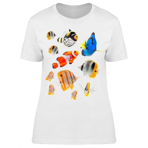 Collage Of Reef Fish In Color T-Shirt Women -Image by Shutterstock, Female Large