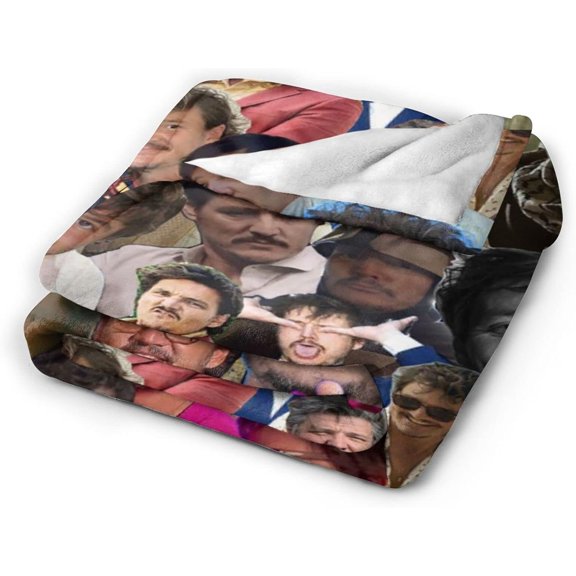 Collage Pedro Pascal Blanket, Lightweight & Ultra-Soft Flannel Fleece Blanket, Anti-Pilling Plush Blanket for Couch, Bed, Sofa, Bedding Decor, 80"x60"