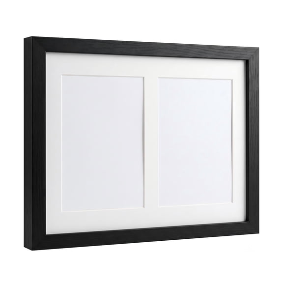 Collage Picture Frame for 2 Photos 5x7, 8.5x11 Double Frame with Mat for Wall or Tabletop, Lightweight Two Opening 5 by 7 Photo Frame for Home Decoion Office Display Gift, Black