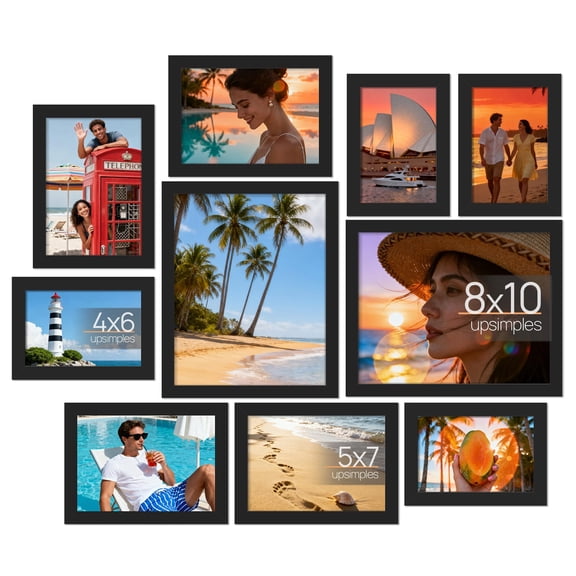 Collage Picture Frame Set, Multi-Size Photo Gallery Kit for Wall Mounting, Tabletop Display, Family Photo Collection, Bedroom Living Room Hallway Decor, Black