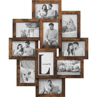 Collage Picture Frames, 4x6 Picture Frames Collage for Wall Decor, 10 Pack Photo Collage Frame for Gallery, Multi Family Picture Frame Set, Glass Front, Assembly Required, Rustic Brown