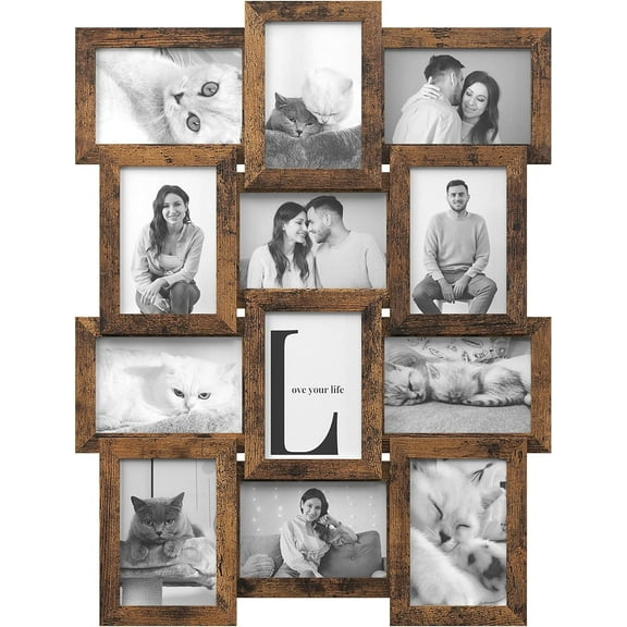 Collage Picture Frames, 4x6 for Wall Decor Set of 12, Multi Family Photo for Gallery Decor, Hanging Display, Assembly Required, Ink Black