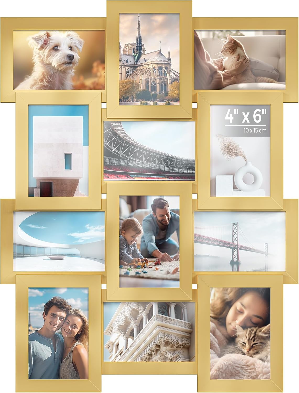 Collage Picture Frames, 4x6 for Wall Decor Set of 12, Multi Family Photo for Gallery Decor, Hanging Display, Assembly Required, Ink Black