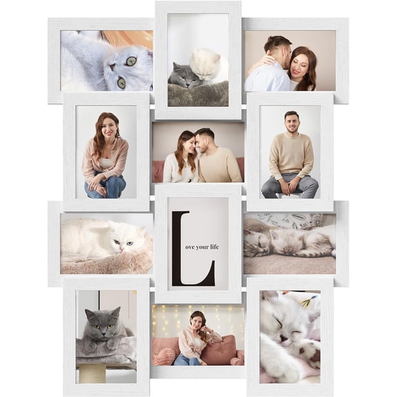 Collage Picture Frames, 4x6 for Wall Decor Set of 12, Multi Family Photo for Gallery Decor, Hanging Display, Assembly Required, Ink Black