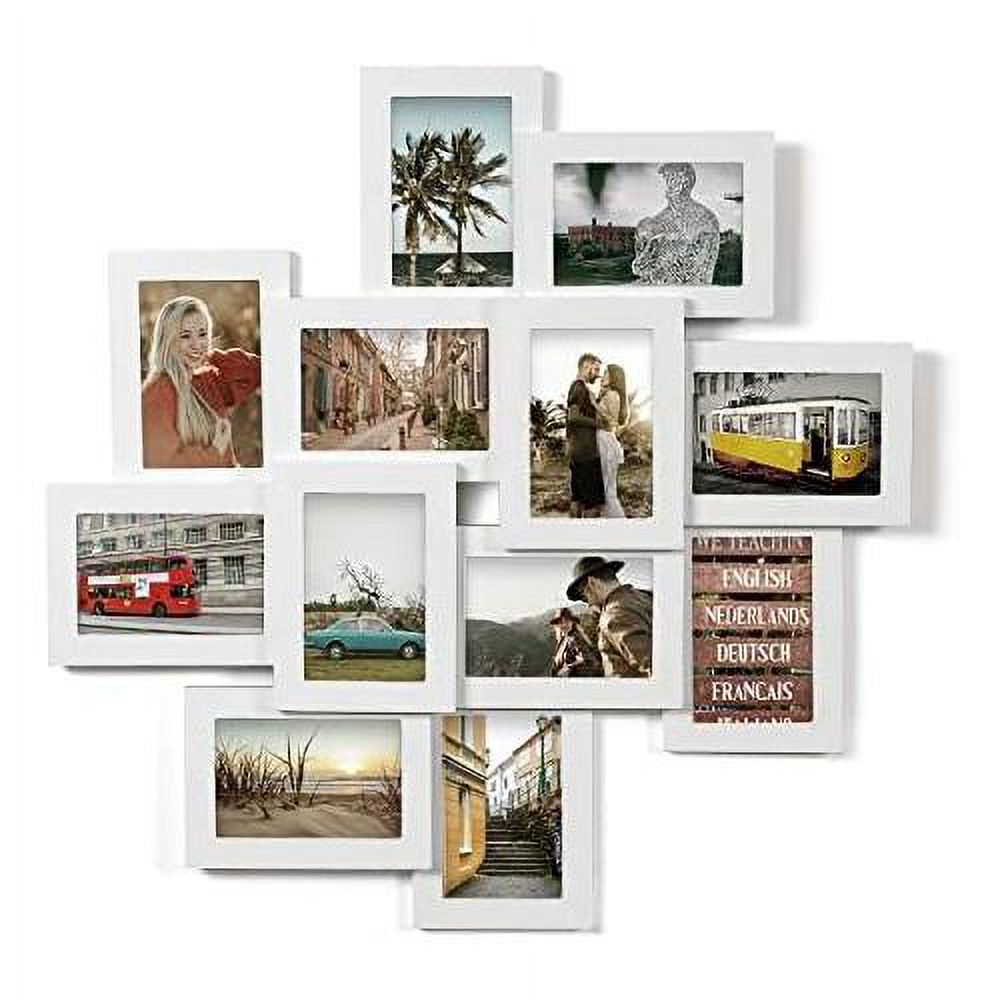 Collage Picture Frames For 12 Photos In 4 X 6 Inches, Wooden Wall