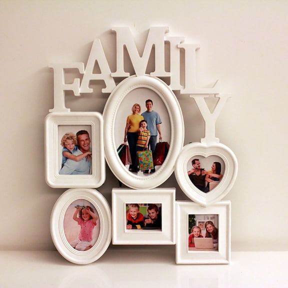 Collage Picture Frames Multi Family Photo Frames for Table Display Wall Hanging,6 Slots Picture Frames,White