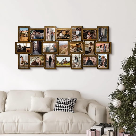 Collage Picture Frames for Wall Decor, 21-Opening Reunion Family Picture Frame Set, One-Piece Photo Frames for Living Room, Bedroom, Gallery, Christmas Gift, Gold