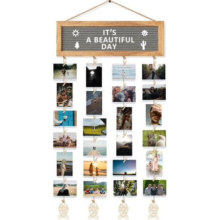 Collage Picture Frames for Wall, Multiple Polaroid Picture Display Felt Letter Board with 270 Letters and 30 Clips, Unique DIY Family Picture Frames Collage for Birthday Christmas Gifts