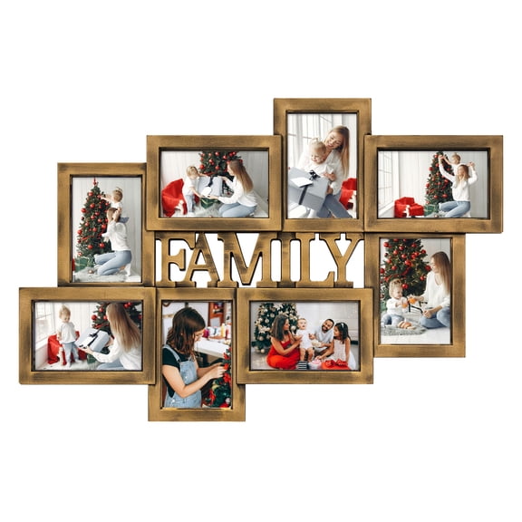 Collage Picture Frames for 4 x 6 Pictures 8 Openings, Wall Decor for 4x6 Pictures ,Gold