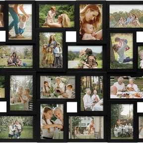 Collage Picture Frames for Wall 24 Slots, Large Photo Frame Gallery Puzzle Collage Wall Hanging for 4x6 Photo, Reunion Friends Family Memory - Black