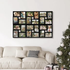 Collage Picture Frames for Wall 24 Slots, Large Photo Frame Gallery Puzzle Collage Wall Hanging for 4x6 Photo, Reunion Friends Family Memory - Black