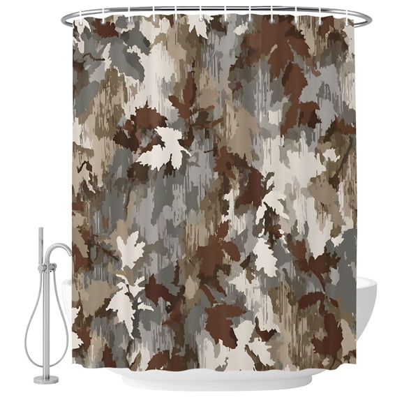 Collage Shower Curtain for Bathroom, Abstract Artistic Gradient Brown Gray Rustic Farmhouse Waterproof Cloth Fabric Bathroom Accessories Set with 9 Rust Proof Plastic Hooks, 36"x72"