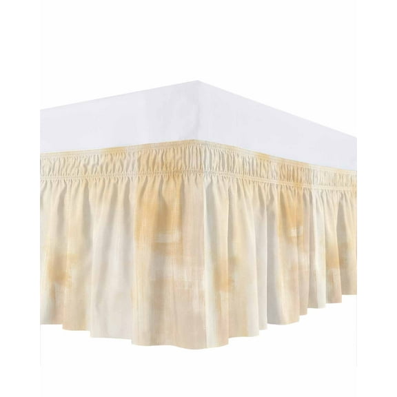 Collage Theme Bed Skirt King Size 18 Inch Drop, Retro Beige Oil Painting Texture Wrap Around Dust Ruffle Bedskirts, Wrinkle & Fade Resistant Easy Fit Bedskirt with Adjustable Elastic