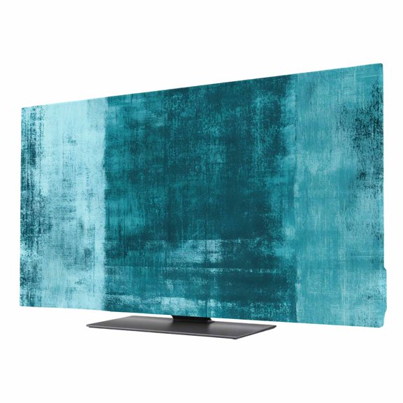 Collage Theme TV Dust Cover 24 Inch, Retro Blue Oil Painting Texture Computer Monitor Cover Dustproof Stretchable Indoor TV Screen Protector for LED LCD Universal Monitors