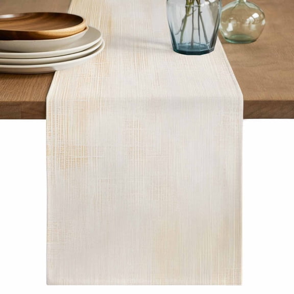 Collage Theme Table Runner, Retro Off White Oil Painting Texture Cotton Linen Kitchen Table Decoration Washable Dining Tabletop Runners for Home Party Decor 13x36 Inches