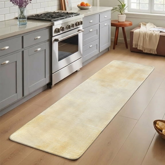 Collage Theme Washable Runner Rug 3X5 ft Retro Off White Oil Painting Texture Non-Slip Hallway Runner Rug, Linen Kitchen Runner Mats, Indoor Floor Carpet for Entryway Bathroom Bedroom Living Room