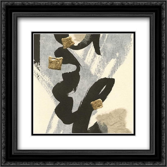 Collage V 2x Matted 20x20 Black Ornate Framed Art Print by Paschke, Chris