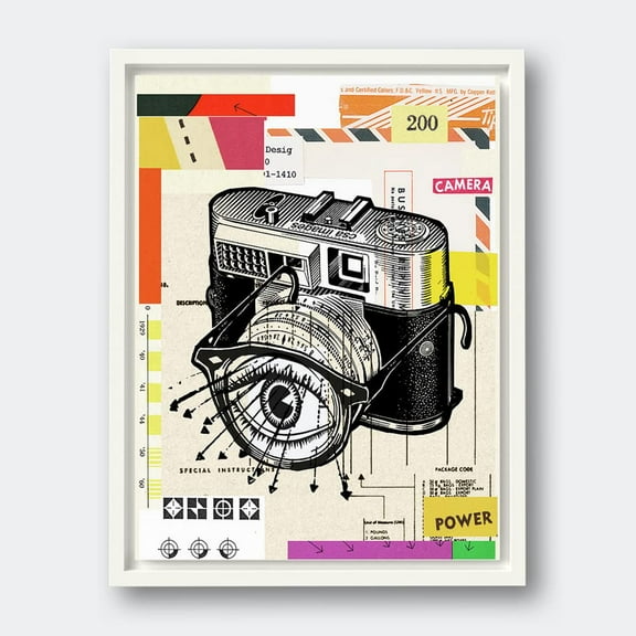 Collage of a Camera Lens and Eye Unframed Canvas Painting for Home Decor Office Wall Studio Wall Living Room Decoration (10x14inch)