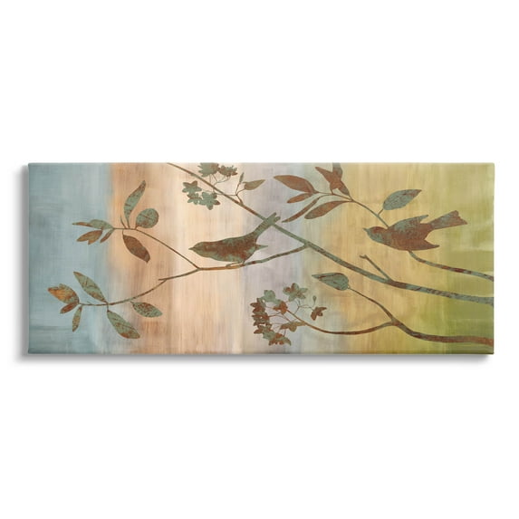 Collaged Bird Nature Silhouette Botanical & Floral Graphic Art Gallery Wrapped Canvas Print Wall Art