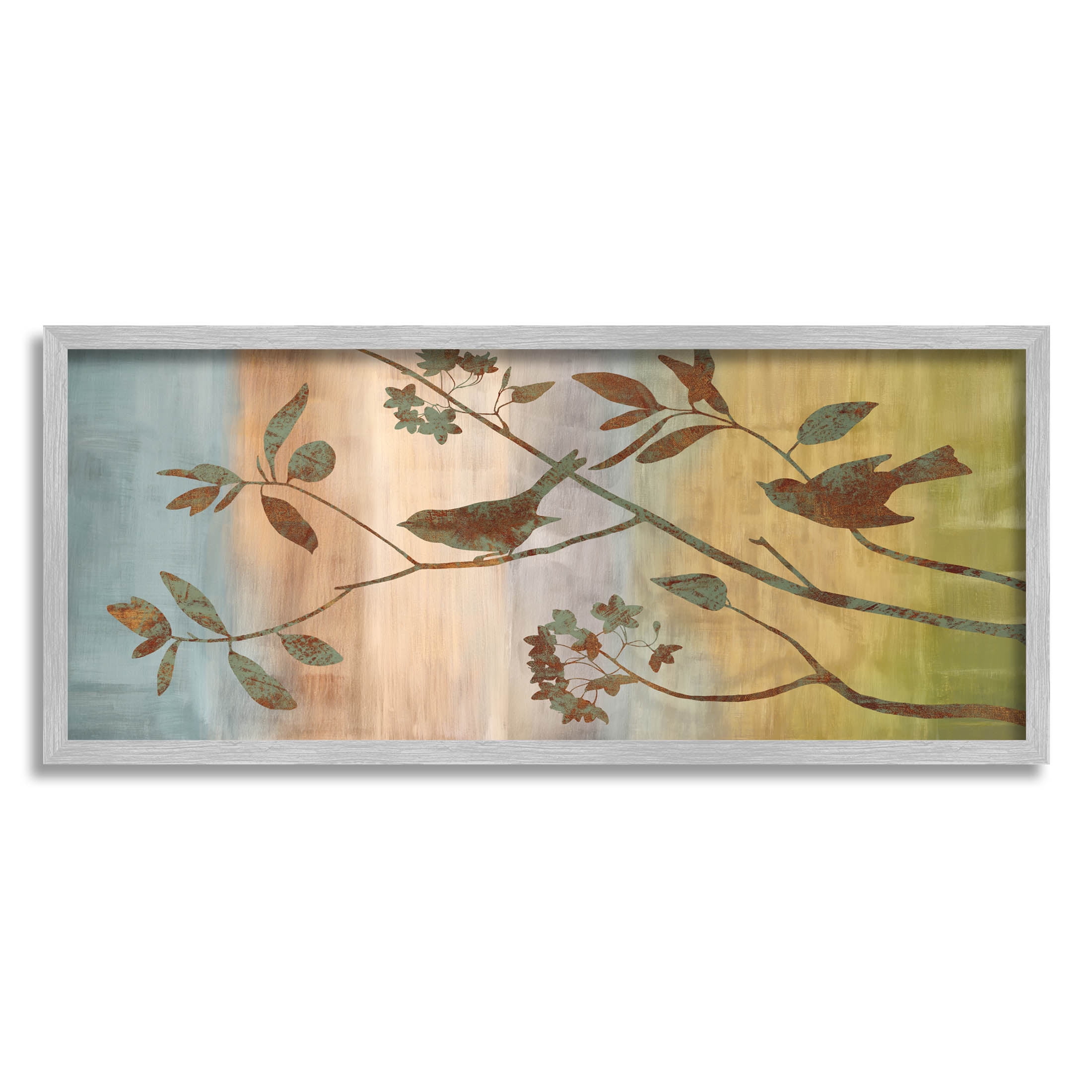 Collaged Bird Nature Silhouette Botanical & Floral Graphic Art Gray Framed Art Print Wall Art