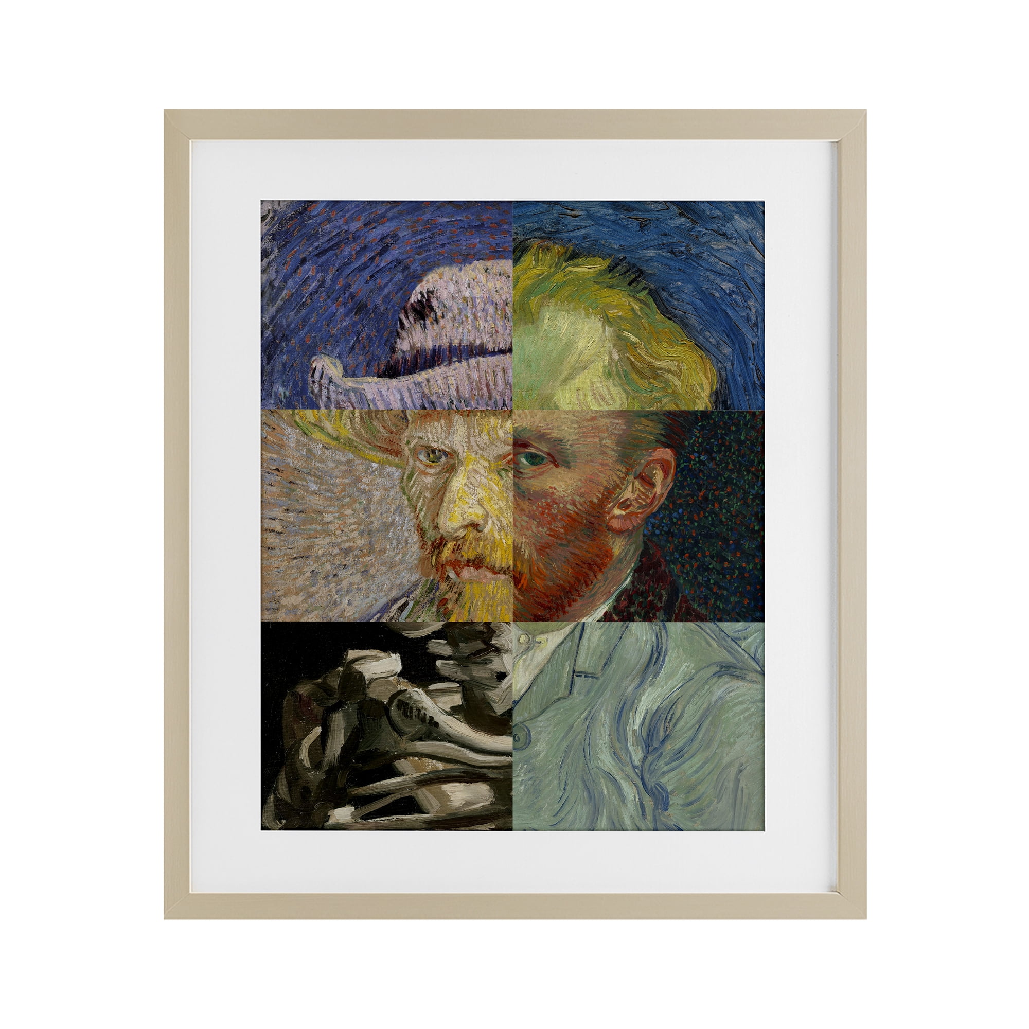 Collaged Van Gogh Portraits Birch Framed Print Under Glass, design by Masters Redux