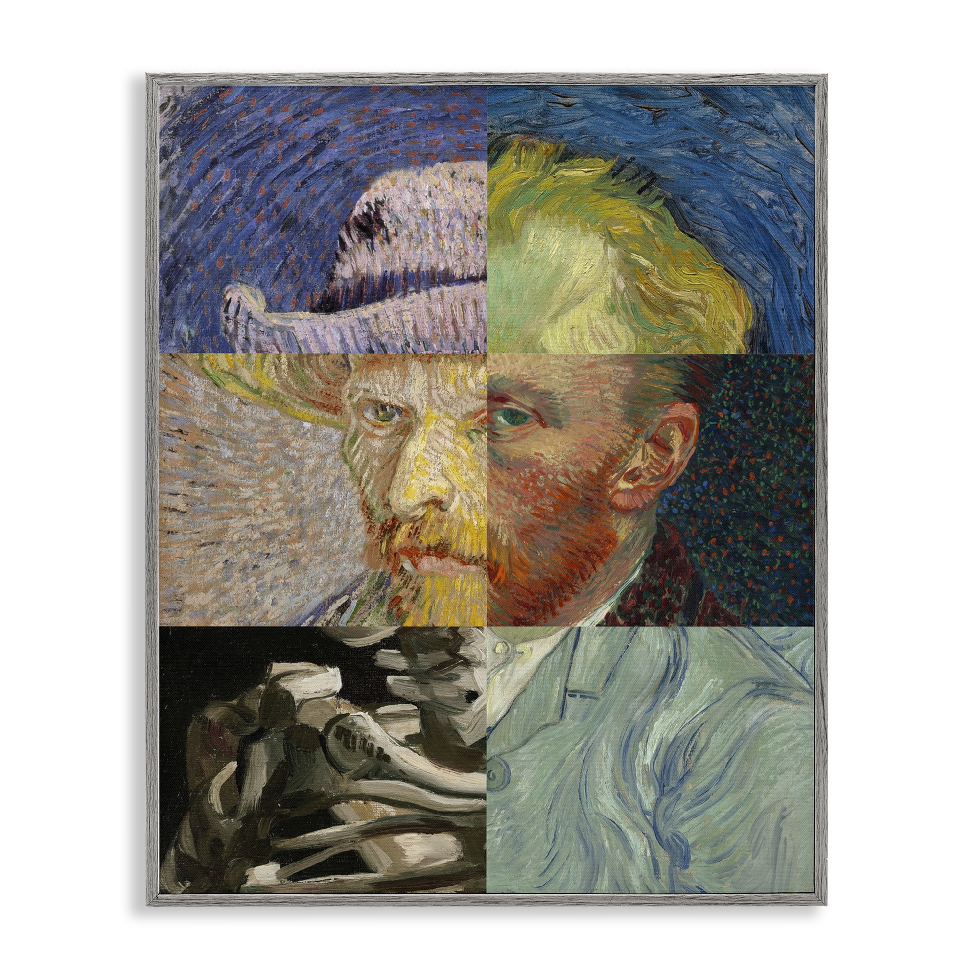 Collaged Van Gogh Portraits Gray Framed Giclee Art, design by Masters Redux
