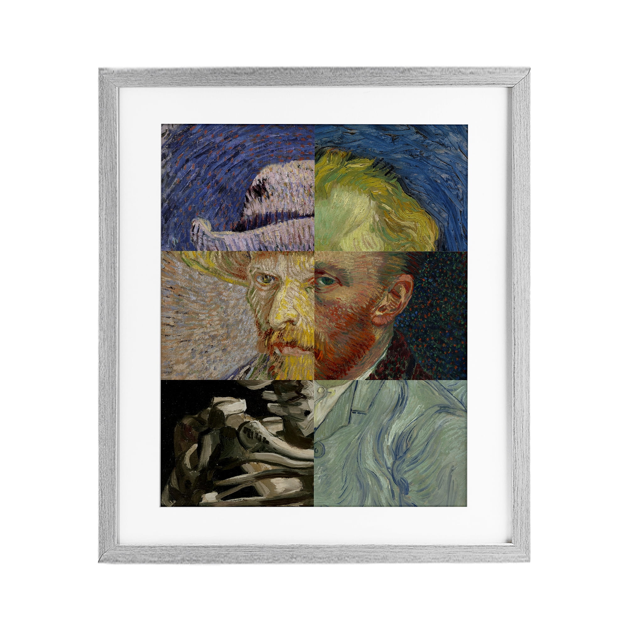 Collaged Van Gogh Portraits Gray Framed Print Under Glass, design by Masters Redux