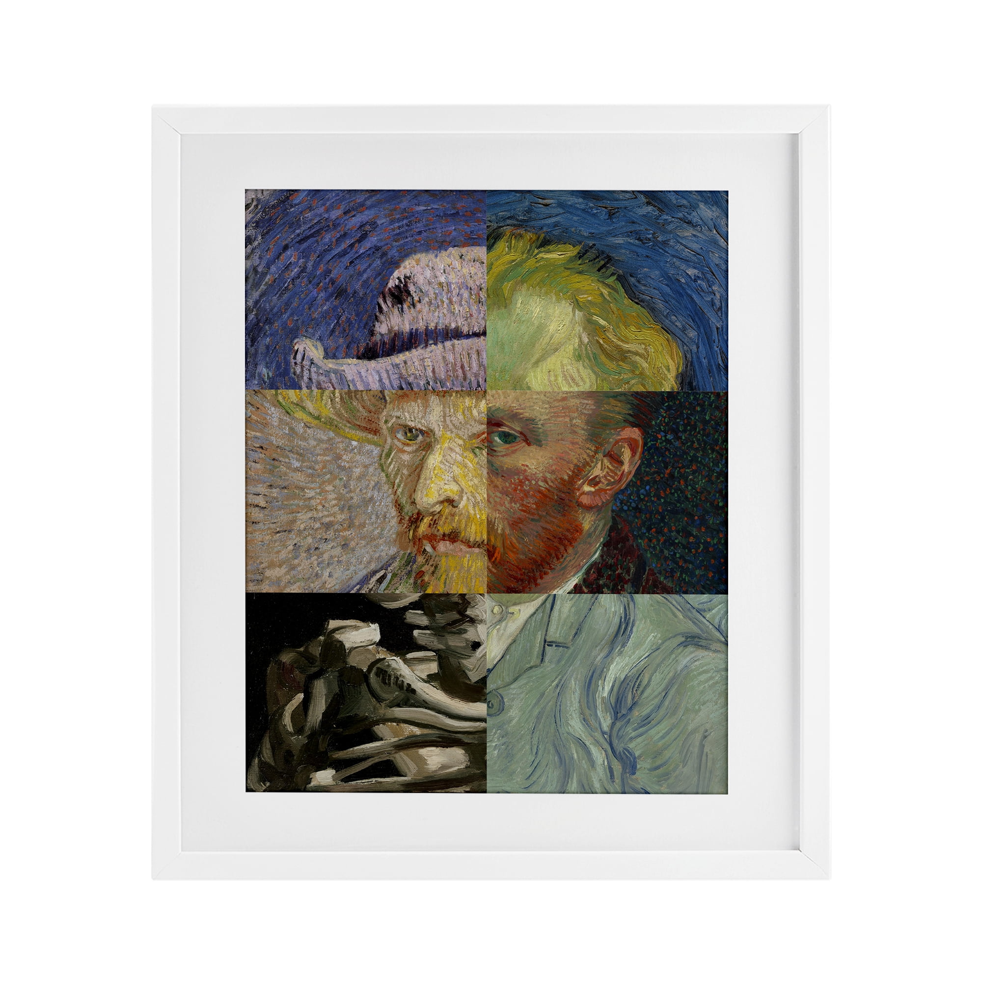 Collaged Van Gogh Portraits White Framed Print Under Glass, design by Masters Redux