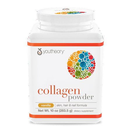 Youtheory Collagen Powder with Vitamin C and Biotin, Vanilla, 10 oz