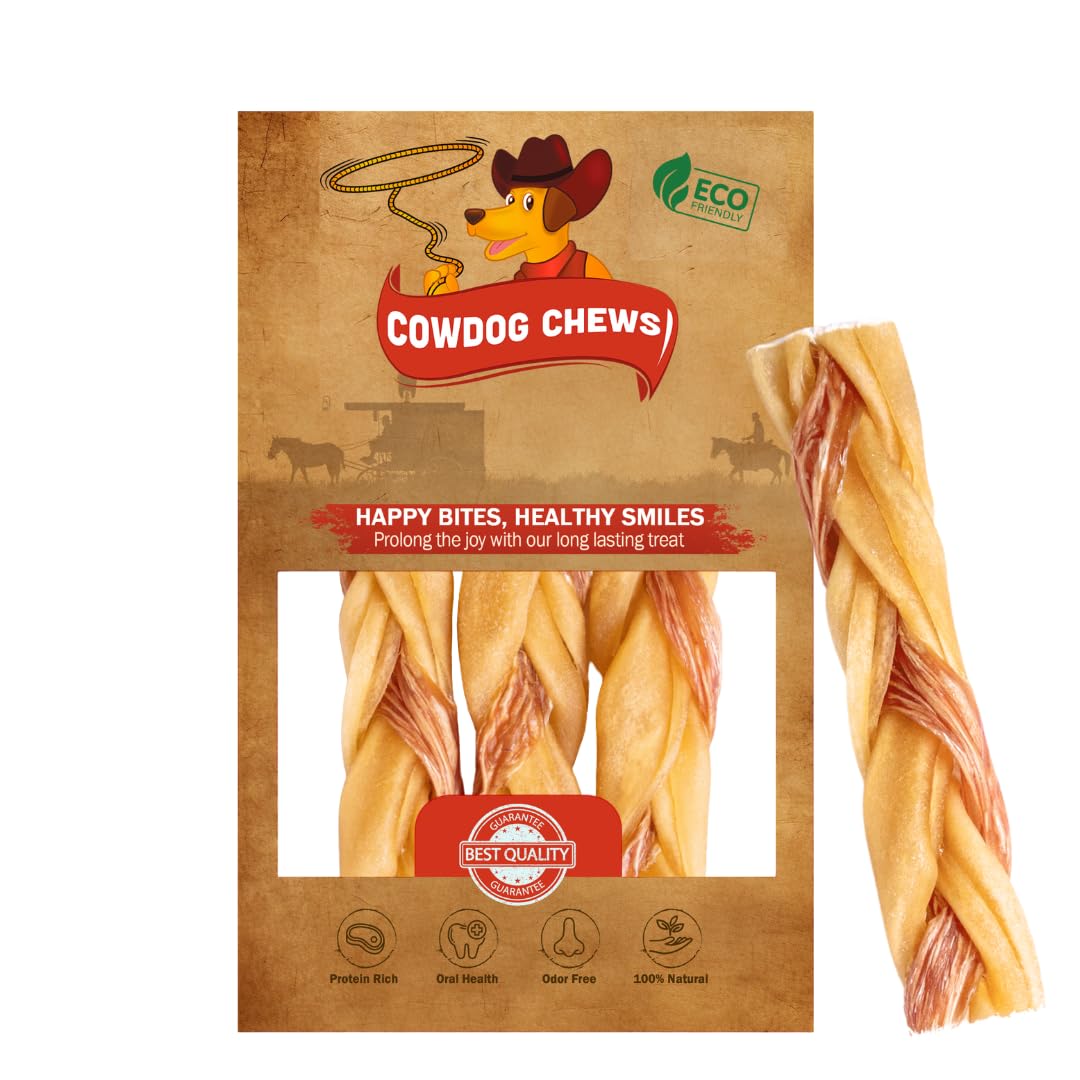 Collagen and Beef Braided AIF4 Sticks Dog Treats 57" (3 Pack) Odor