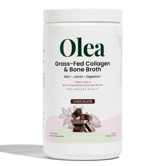 Olea Nutrition Collagen and Bone Broth Powder, Skin, Hair, & Joint Support, 24 Servings