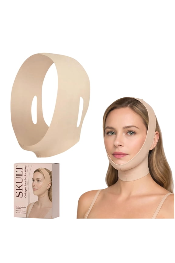 Collagen Face Sculpt Wrap, Skult Face Wrap for Chin & Jawline, Breathable Skin-Friendly Reusable Compression Wrap Mask for Sleep, Daily Wear & Travel