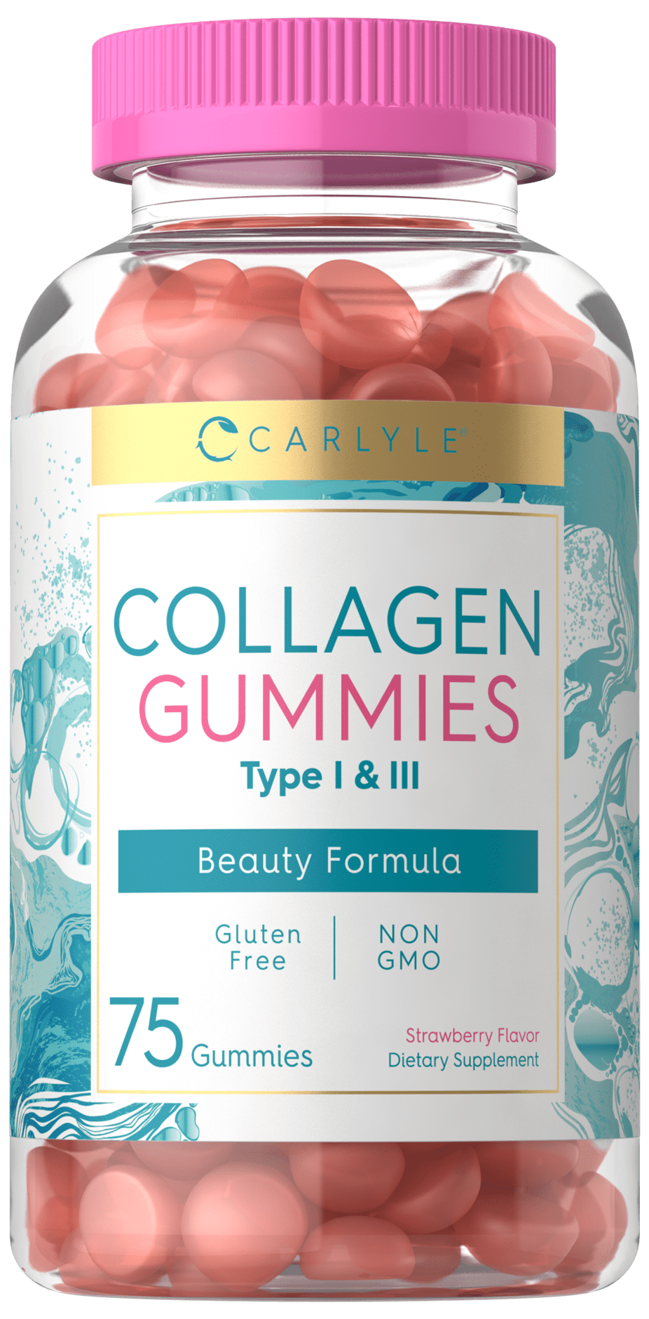 Collagen Gummies | 180 Count | Type 1 & 3 | Strawberry Flavored | by Carlyle
